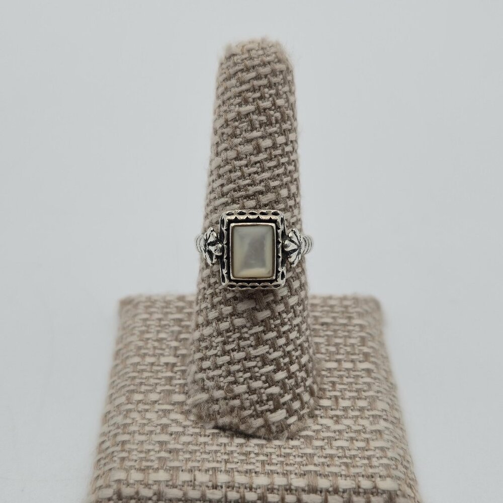 Size 7.25 Sterling Silver Solid Unique Mother Of Pearl Ring A3929